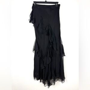 Cami international Black Ruffled maxi skirt vintage Y2k black size S